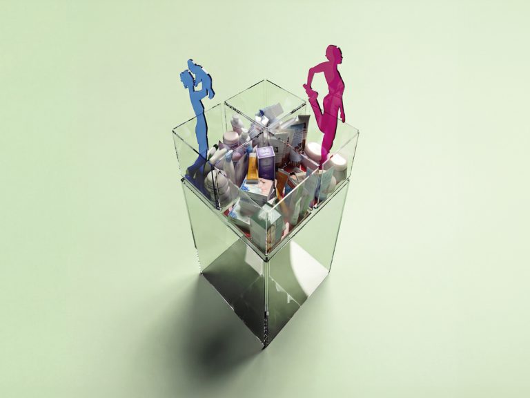 Gondola plexiglass promocube mobili arredamento Farmacia Sartoretto Verna