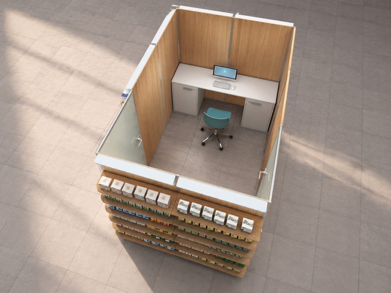 One System room 2 shelving furniture furnishings Sartoretto Verna Pharmacy